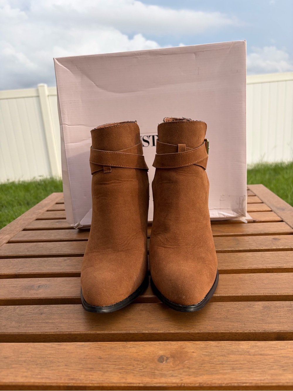JustFab Cognac Suede Ankle Boots Women’s 10 | Chic Fall Booties